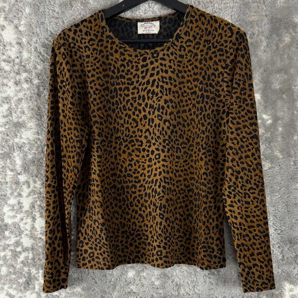 Compagnie 00292 Club Spantie Size M Cheetah Print Casual Top Long Sleeve - Picture 1 of 6